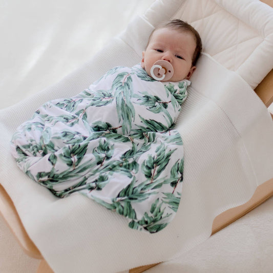 Stretchy Baby Swaddle Wrap - Blue Gum Leaf