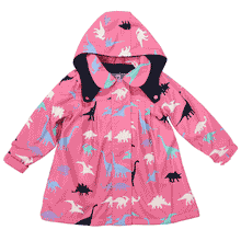 Load image into Gallery viewer, Korango Dinosaur Colour Change Rain Jacket Hot Pink