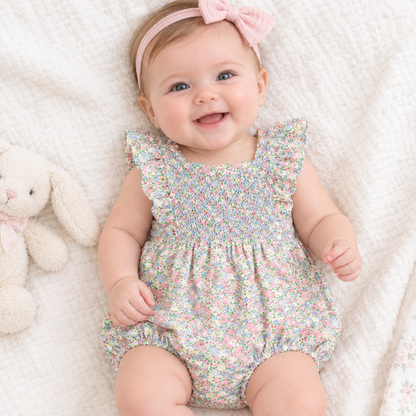 Smocked Floral Sunsuit