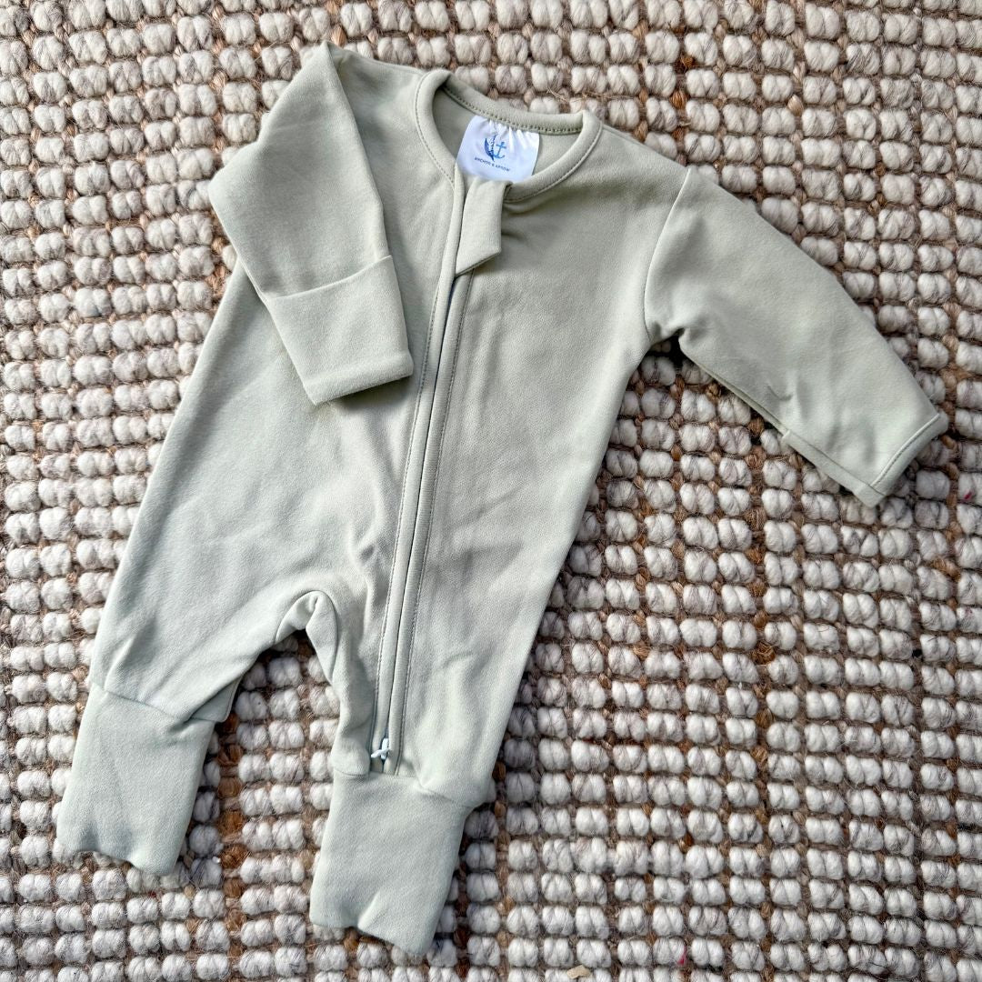 Long Zippy Romper - Sage