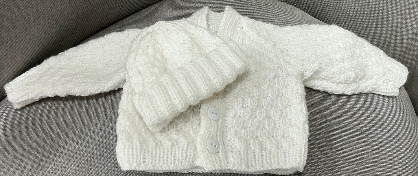 Cardigan and Beanie - Hand Knitted Baby Gift Sets