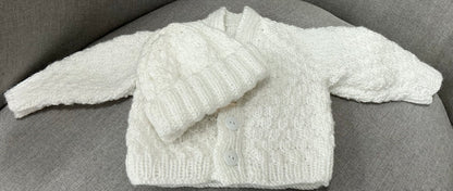 Cardigan and Beanie - Hand Knitted Baby Gift Sets