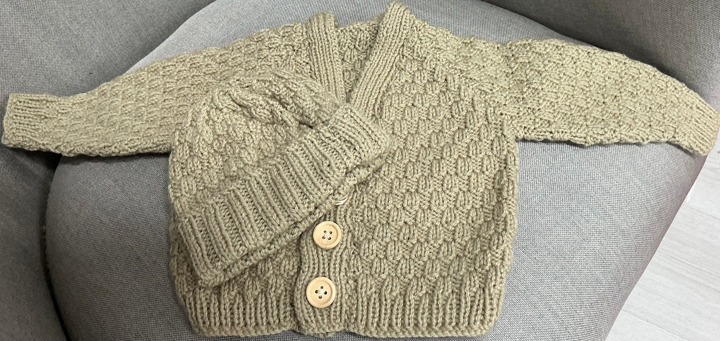Cardigan and Beanie - Hand Knitted Baby Gift Sets