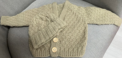 Cardigan and Beanie - Hand Knitted Baby Gift Sets