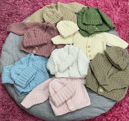 Cardigan and Beanie - Hand Knitted Baby Gift Sets