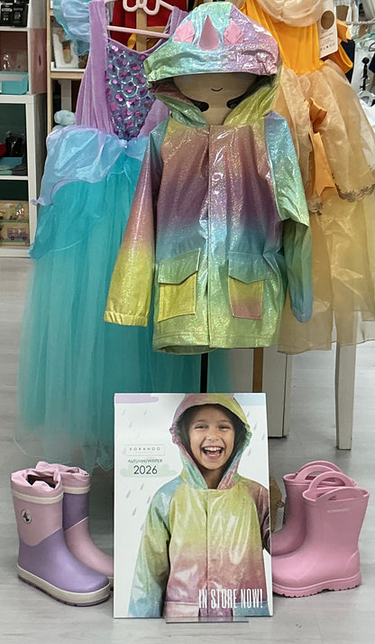Korango Unicorn Glitter Rainbow Raincoat Pink