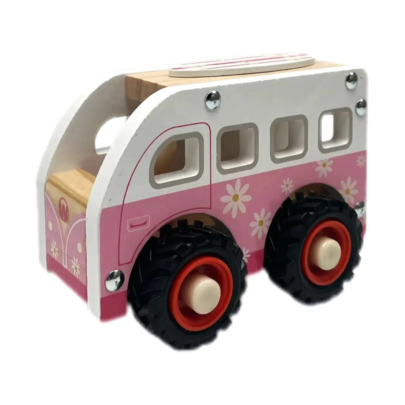 Pink Kombi Wooden Wheelie Vehicle