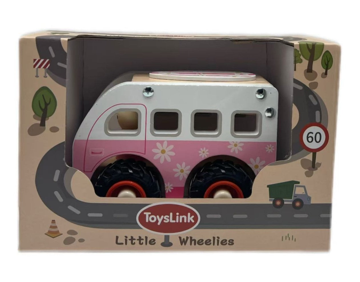 Pink Kombi Wooden Wheelie Vehicle