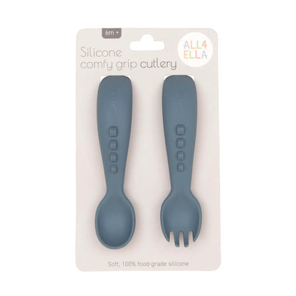 Silicone Comfy Grip Cutlery – Spoon + Fork Set