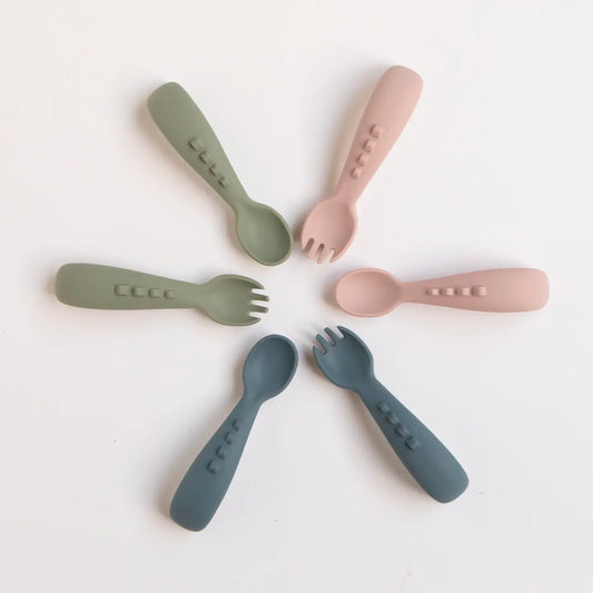 Silicone Comfy Grip Cutlery – Spoon + Fork Set