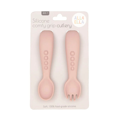 Silicone Comfy Grip Cutlery – Spoon + Fork Set