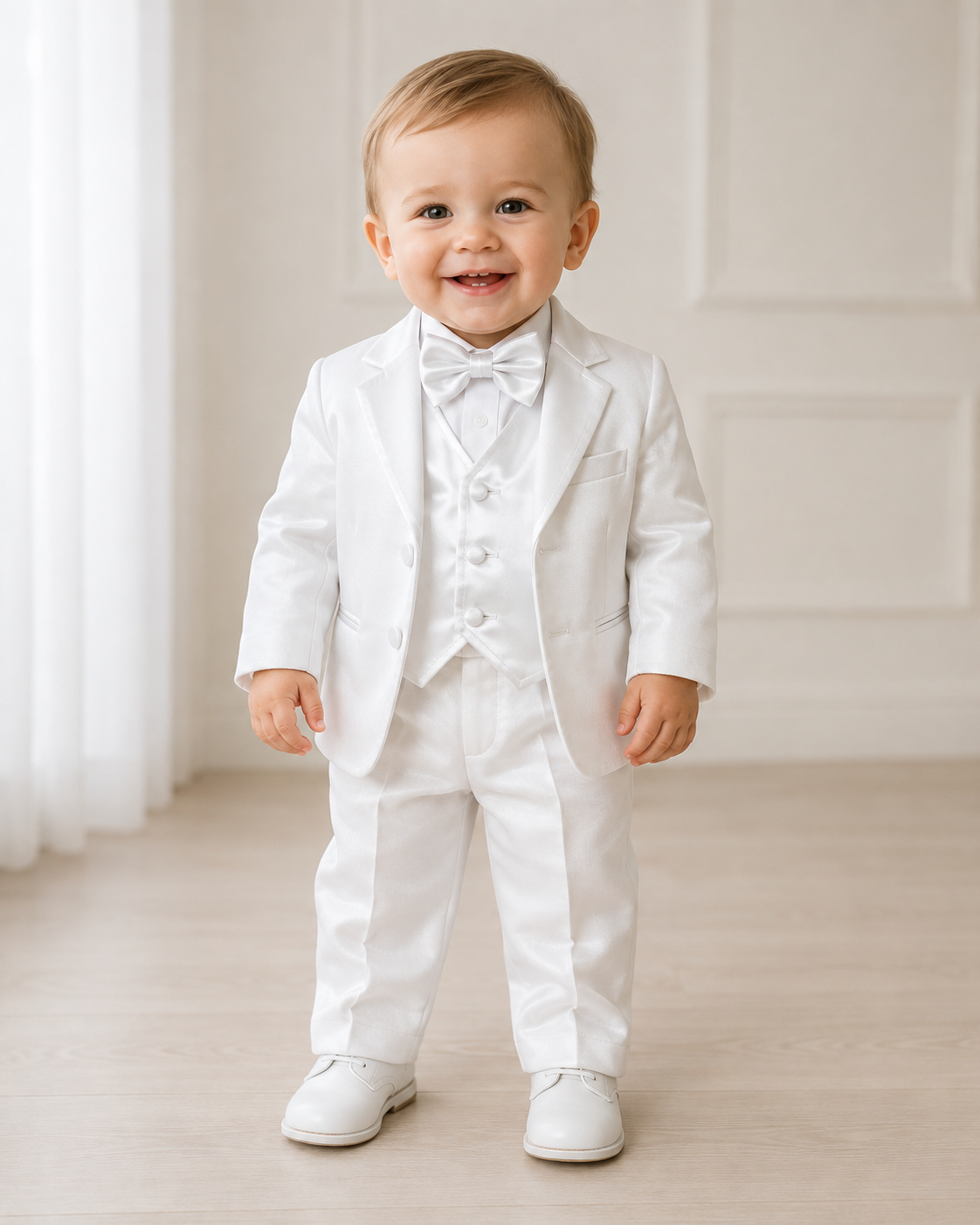 Boys 5- Piece Tuxedo Set With Shirt And Bow Tie