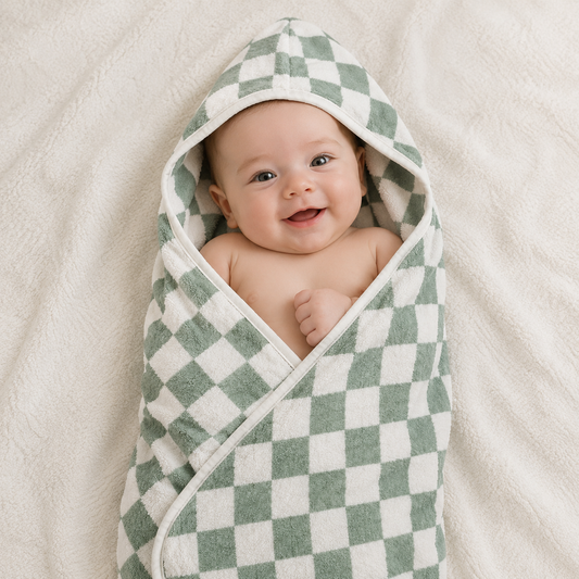 Hooded Towel - Checkered Olive
