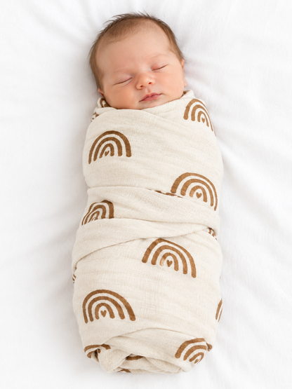 Baby Organic Muslin Wrap - Vanilla Rainbows