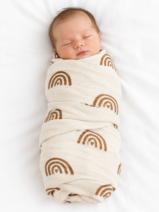 Baby Organic Muslin Wrap - Vanilla Rainbows