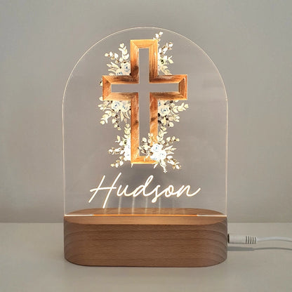 Personalised Blue Cross Night Light