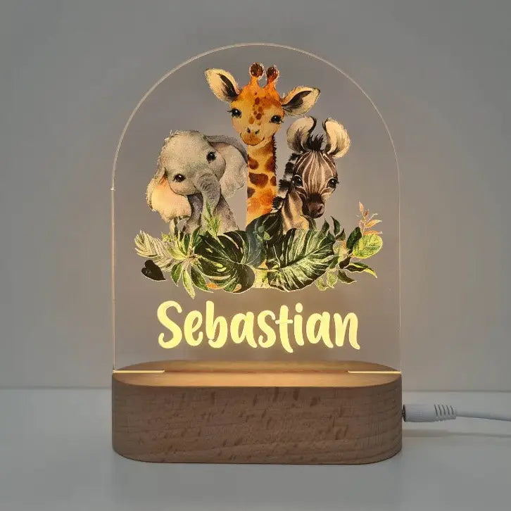 Personalised Jungle Animals Night Light