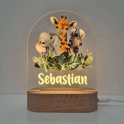 Personalised Jungle Animals Night Light
