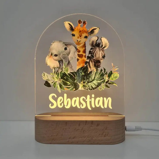 Personalised Jungle Animals Night Light