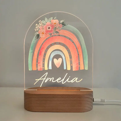 Personalised Rainbow Flowers Night Light