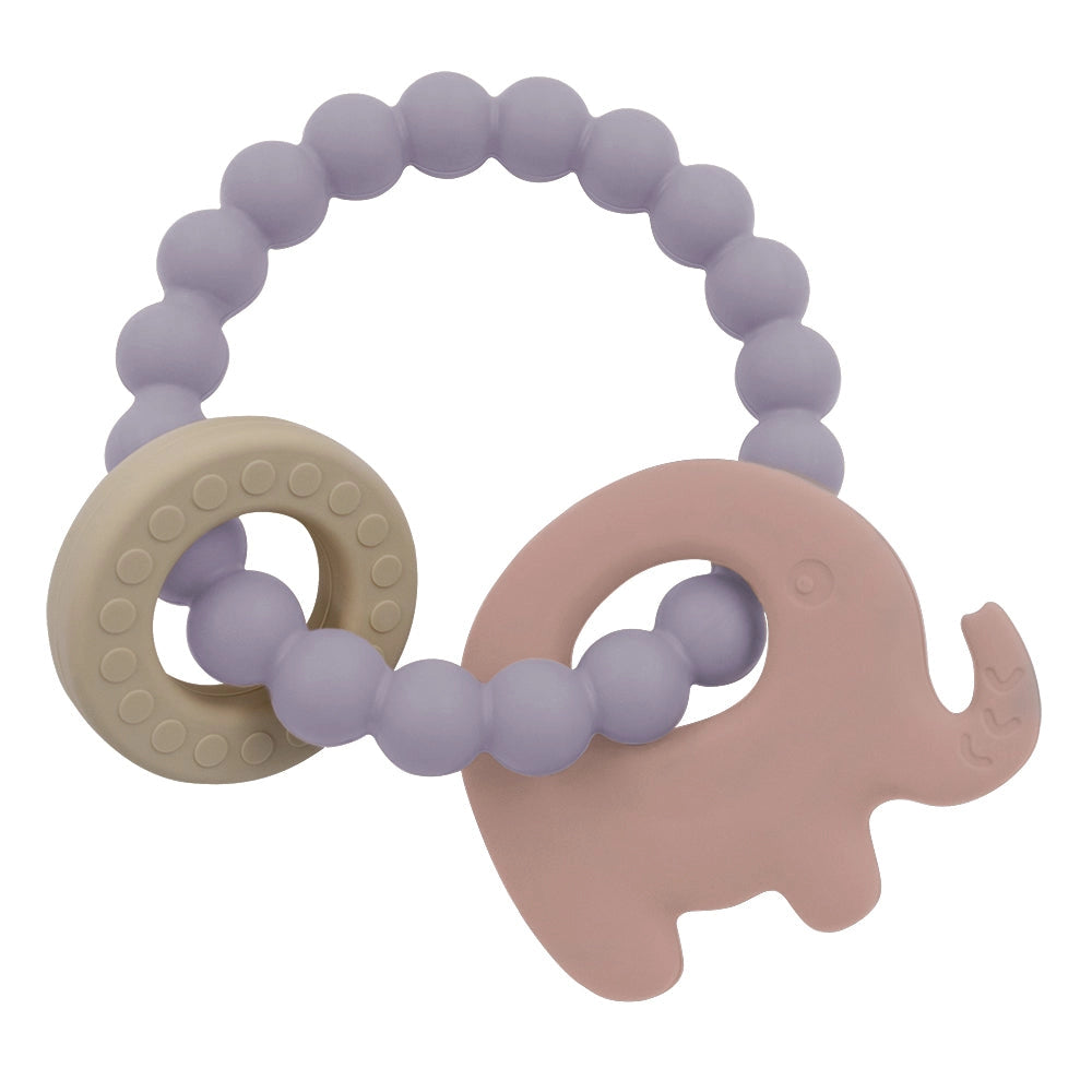 Silicone Elephant Teething Ring Steel Lilac