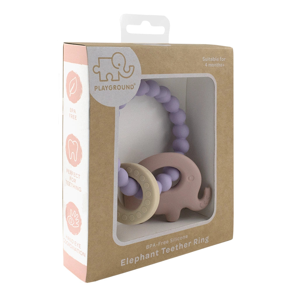 Silicone Elephant Teething Ring Steel Lilac