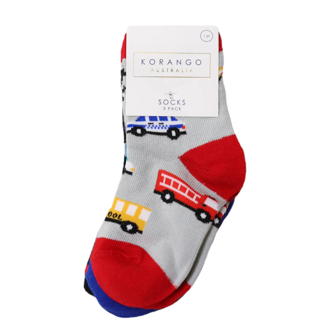 Cars & Dinosaurs Socks 3 pack assorted