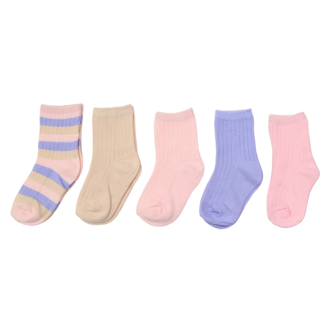 Ribbed Socks 5 pack - Pink Stripe