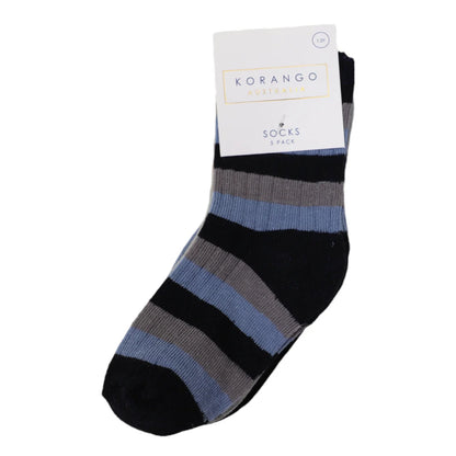 Ribbed Socks 5 pack - Navy Stripe