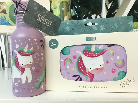 Sparkly the Unicorn Lunch Box and Drink Bottle by Sassi