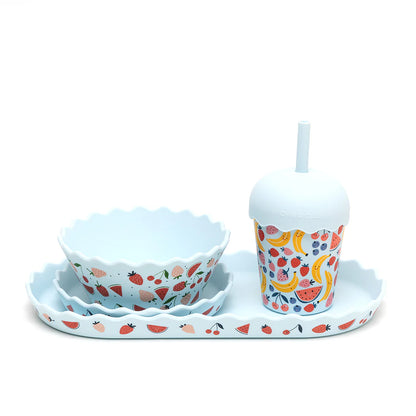 Blue Fruits Silicone Bowl and Plate Set