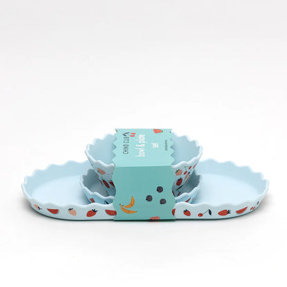 Blue Fruits Silicone Bowl and Plate Set