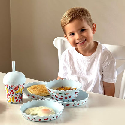 Blue Fruits Silicone Bowl and Plate Set