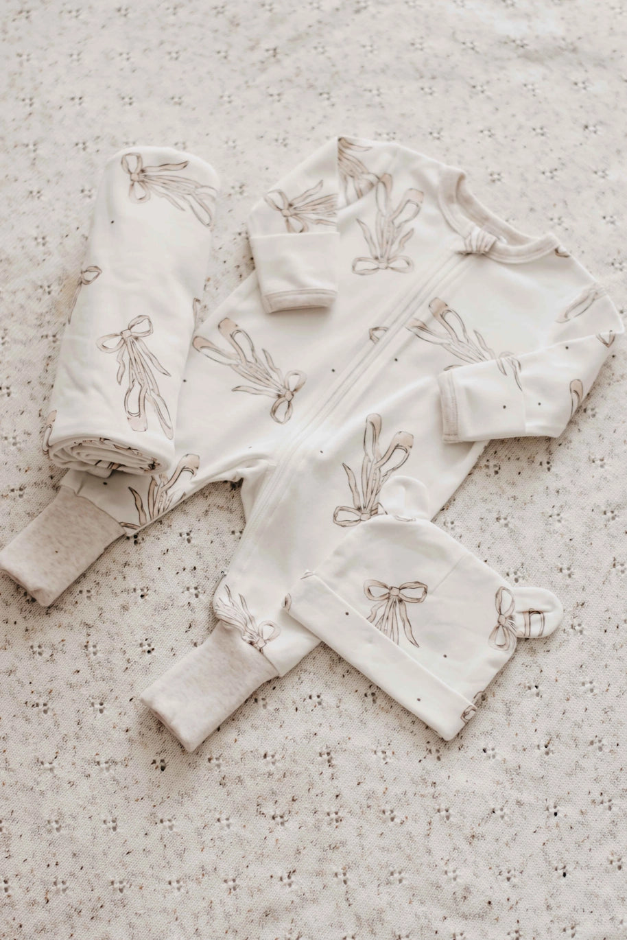 Tiny Dancer Zipsuit, Jersey Swaddle & Beanie
