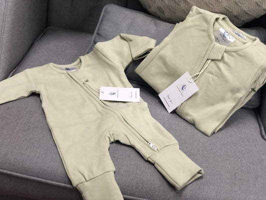 Warm Zippy Romper - Sage