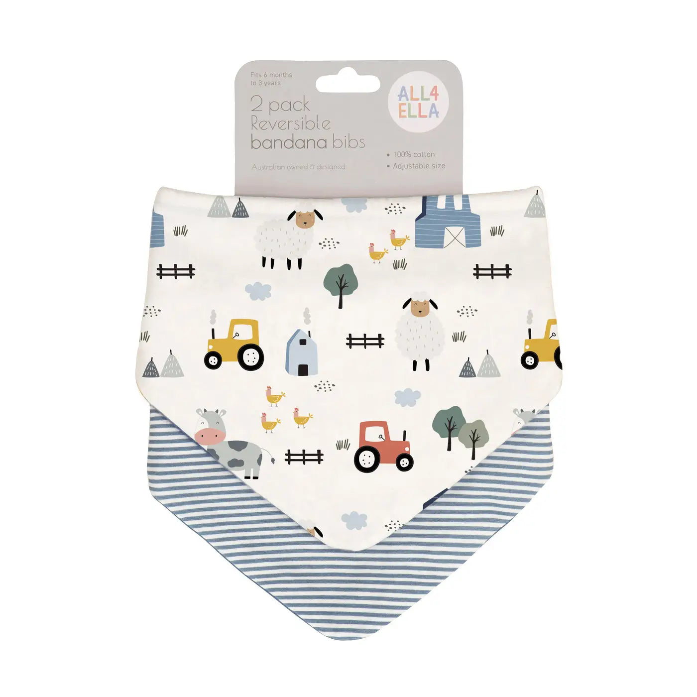 Bandana Bibs 2 Pack Reversible Assorted Designs