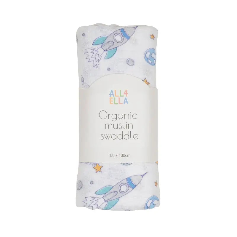 Organic Muslin Swaddle - Blast Off