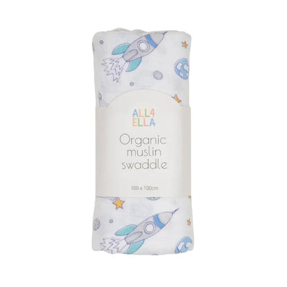 Organic Muslin Swaddle - Blast Off