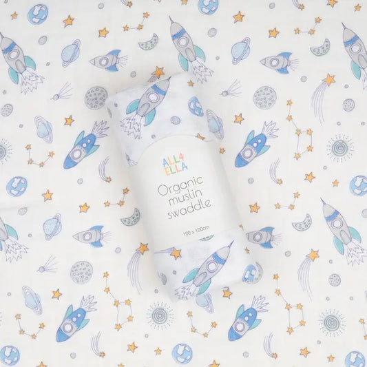 Organic Muslin Swaddle - Blast Off