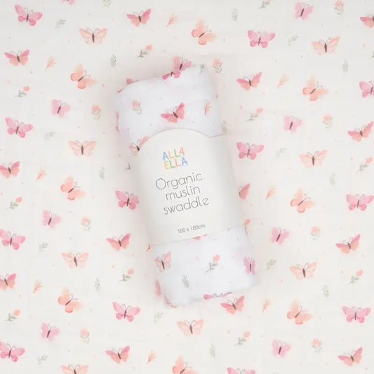 Organic Muslin Swaddle - Sweet Butterfly