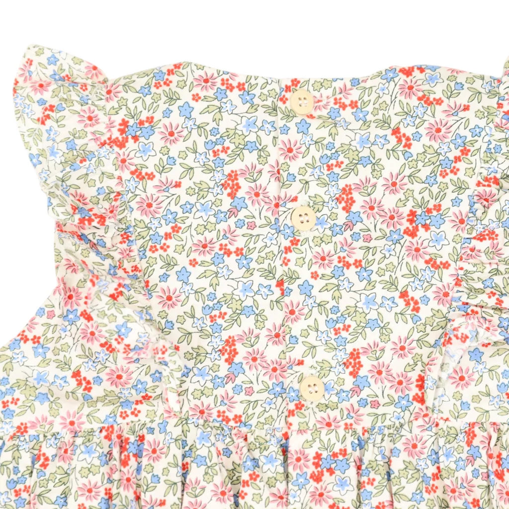 Floral Smocked Sunsuit Red Floral