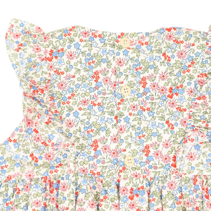 Floral Smocked Sunsuit Red Floral