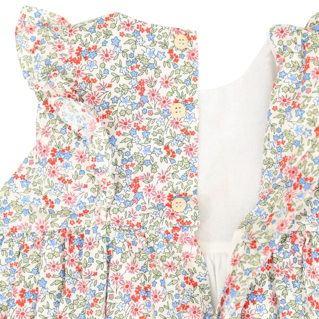 Floral Smocked Sunsuit Red Floral