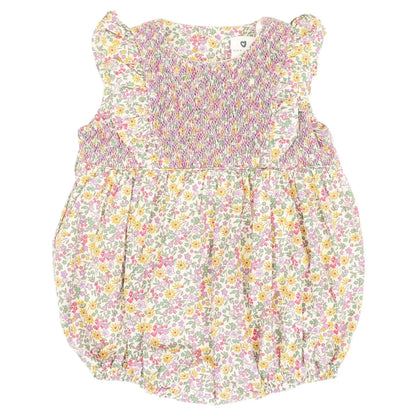 Floral Smocked Sunsuit Yellow Floral