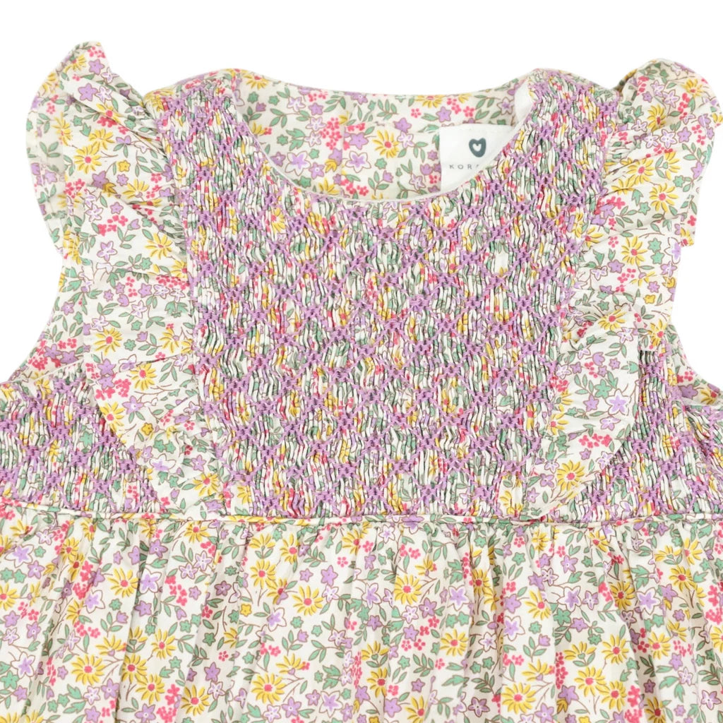 Floral Smocked Sunsuit Yellow Floral