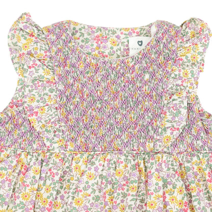 Floral Smocked Sunsuit Yellow Floral