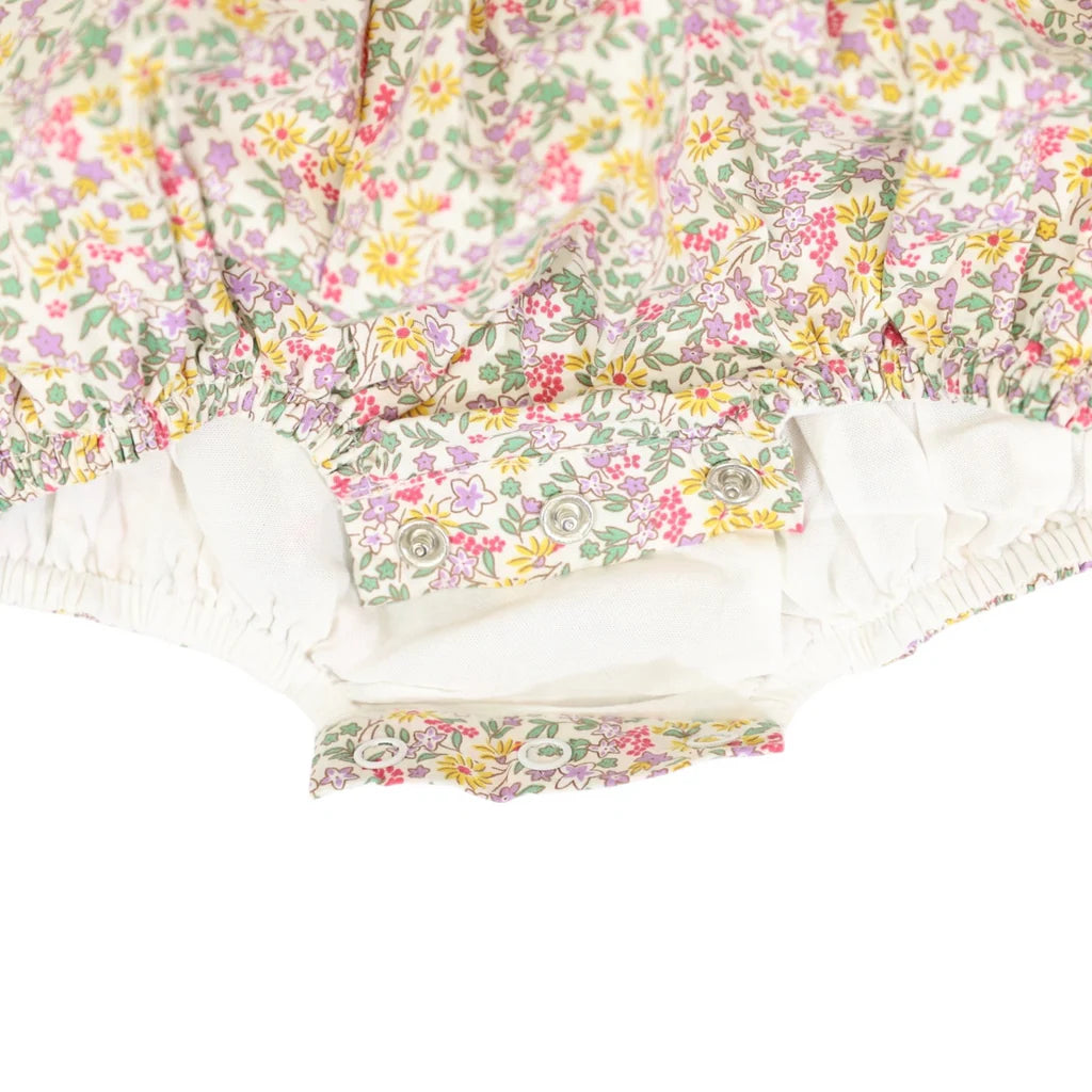 Floral Smocked Sunsuit Yellow Floral