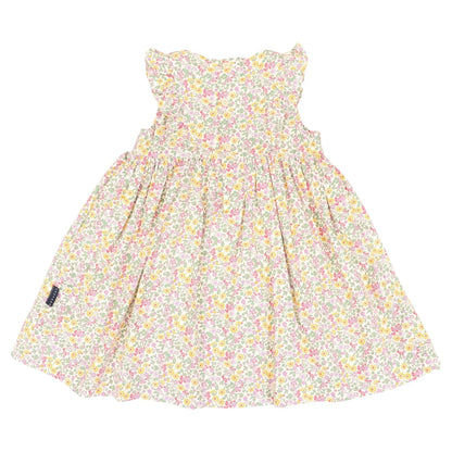 Frill Smocked Dress Yellow Floral