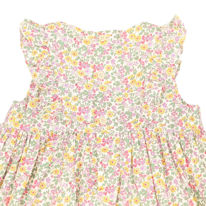 Frill Smocked Dress Yellow Floral