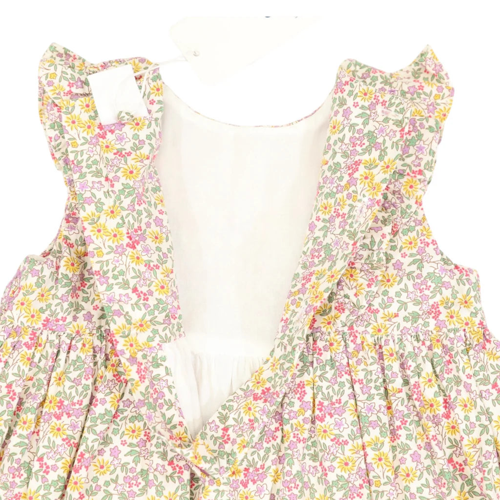 Frill Smocked Dress Yellow Floral